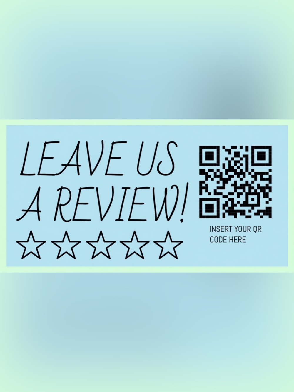 50 CUSTOM STICKERS - 2” x 1” - “LEAVE US A REVIEW” - PERSONALIZED W/ QR & NAME